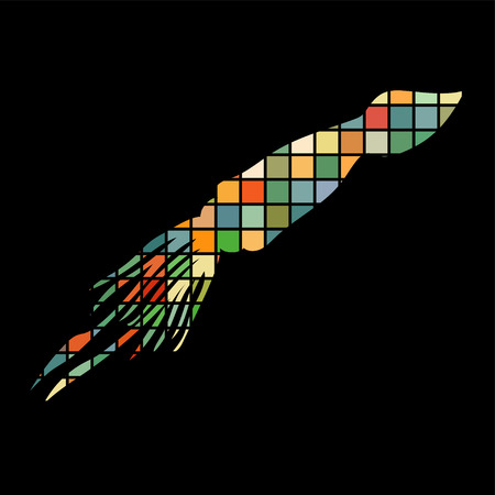 Squid mosaic color silhouette aquatic animal on black background.のイラスト素材