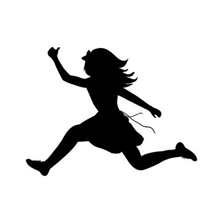 Silhouette happy girl running sport. Vector illustrationのイラスト素材