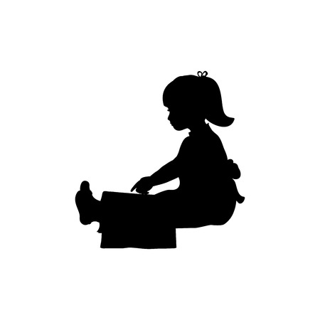 Silhouette of girl reading books. Vector illustrationのイラスト素材