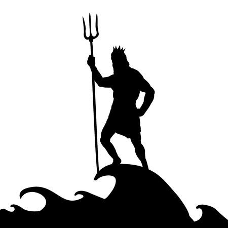 Poseidon Neptunus god silhouette ancient mythology fantasyのイラスト素材