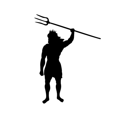 Poseidon Neptunus god silhouette ancient mythology fantasyのイラスト素材