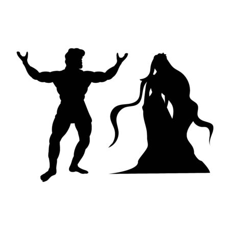 Heracles Naiad nymph silhouette mythology fantasyのイラスト素材