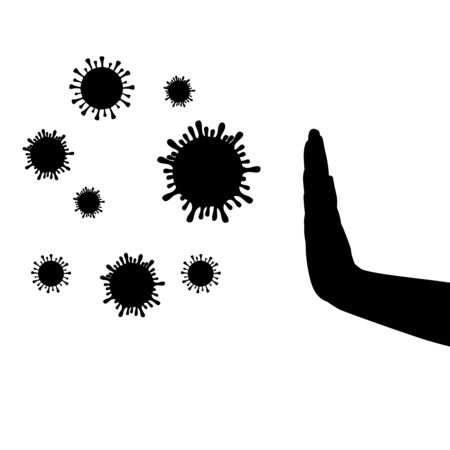 Silhouette hands stop danger viruses epidemicのイラスト素材