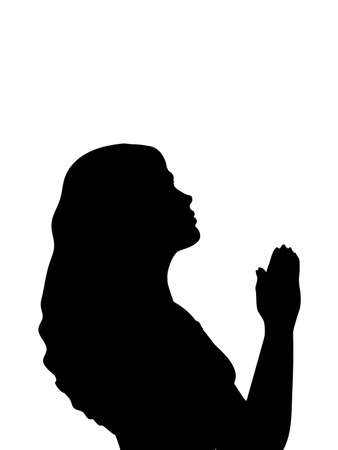 Silhouette of woman praying close upのイラスト素材