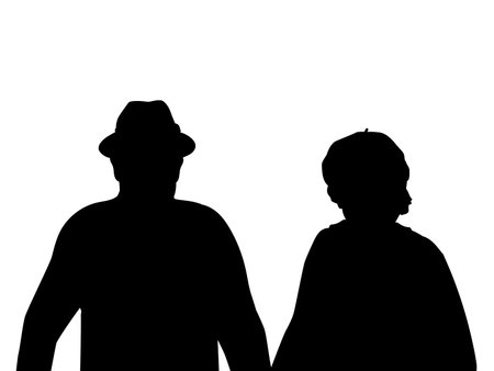 Silhouettes of grandparents closeupのイラスト素材