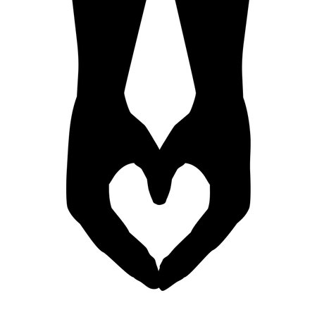 Silhouette hands making heart sign loveのイラスト素材