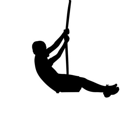 Silhouette boy flies on swingのイラスト素材