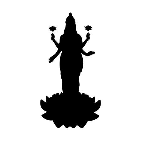 Silhouette Indian goddess Lakshmi. Indian culture and religion.のイラスト素材