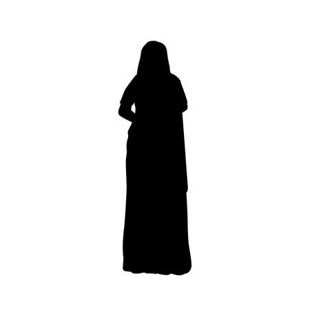 Silhouette Indian woman wearing saree. Indian culture.のイラスト素材