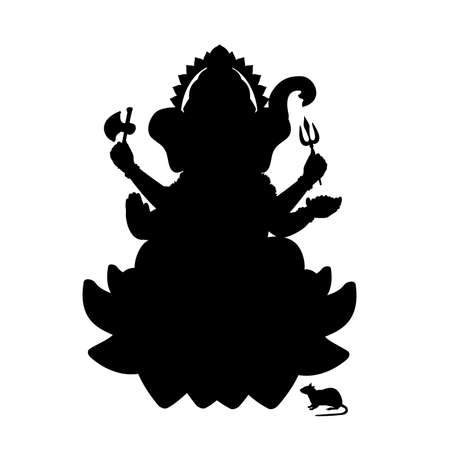 Silhouette of Indian Goddess Genesha. Happy Genesha Chaturhti. Pancha Ganapati festival.のイラスト素材