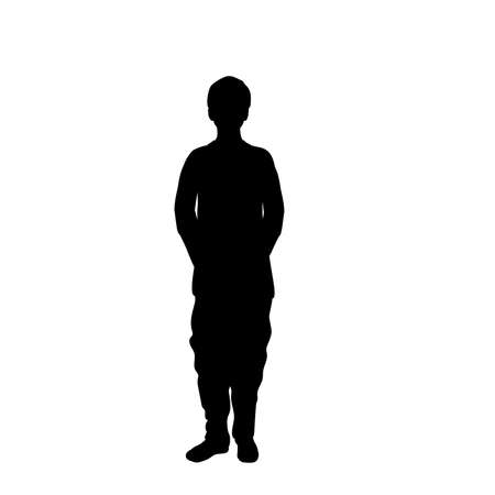 Silhouette one Indian boy. Indian culture.のイラスト素材