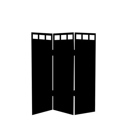Silhouette oriental folding screen. Furniture piece for home decoration.のイラスト素材
