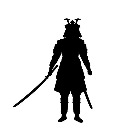 Silhouette of traditional ancient oriental warrior.のイラスト素材