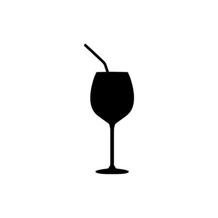 Silhouette coctail glasses drinking straw.のイラスト素材