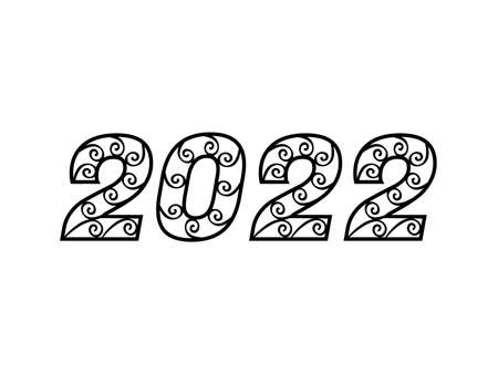Happy New Year 2022 text design template.のイラスト素材