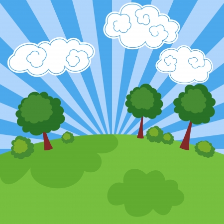 Spring Or Summer Cartoon Landscapeのイラスト素材