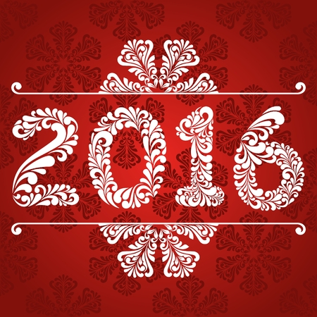 New Year 2016 greeting card. Vector background with christmas decoration.のイラスト素材