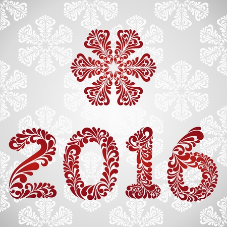 New Year 2016 greeting card. Vector background with christmas decoration.のイラスト素材