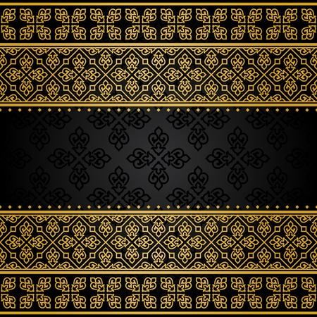 Vintage invitation card with gold ornament with place for text.のイラスト素材