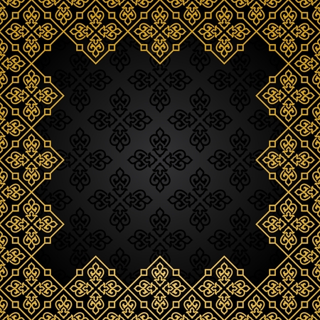 Vintage invitation card with gold ornament with place for text.のイラスト素材