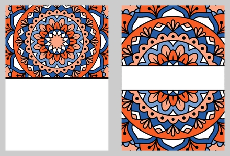 Set of abstract cards with oriental pattern.のイラスト素材
