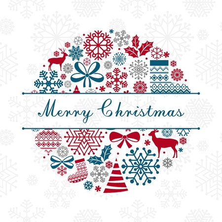 Christmas Greeting Card. Vintage Christmas and New Year elements.のイラスト素材
