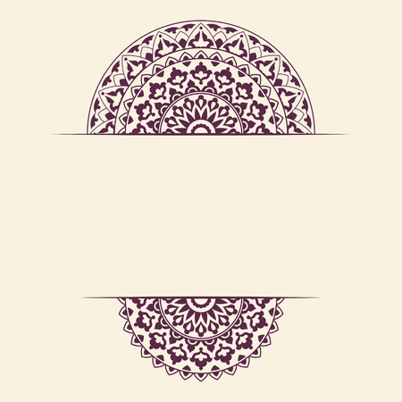 Invitation card with round Indian ornament.のイラスト素材