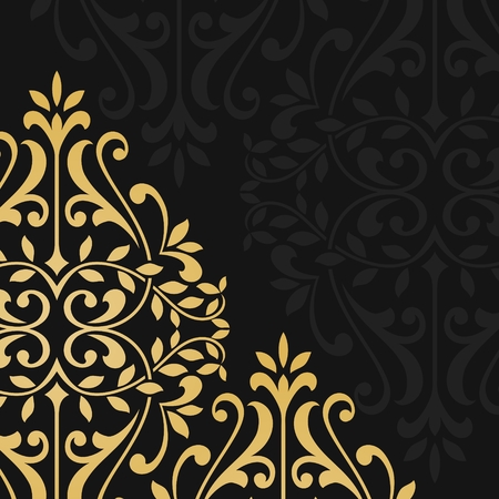 Floral pattern for invitation or greeting card on black background.のイラスト素材