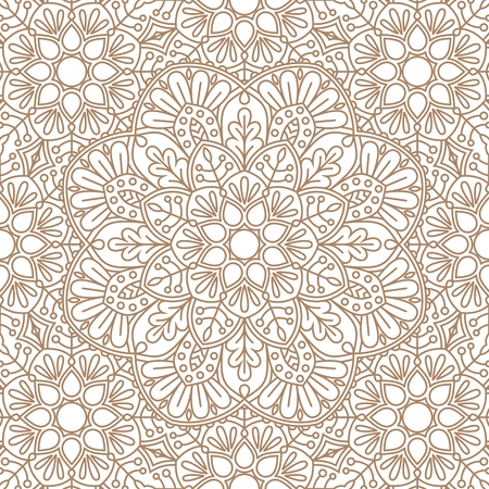 Beige oriental lace seamless pattern.のイラスト素材