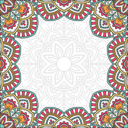 Invitation card with mandala. Vintage decorative elementsのイラスト素材