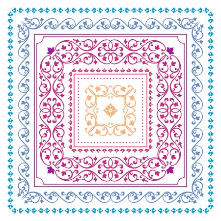 Square frame set template. Bandana with vintage ornamentのイラスト素材