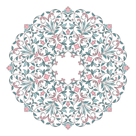 Floral round ornament. Template for your design.のイラスト素材