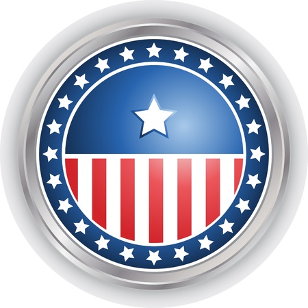 Digitally generated image of a vote button with stars and stripes design.のイラスト素材