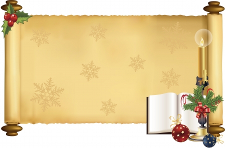 Vector illustration of scroll with Christmas design のイラスト素材