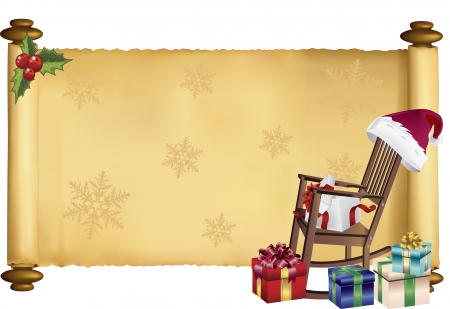 Vector illustration of scroll with Christmas motiveのイラスト素材