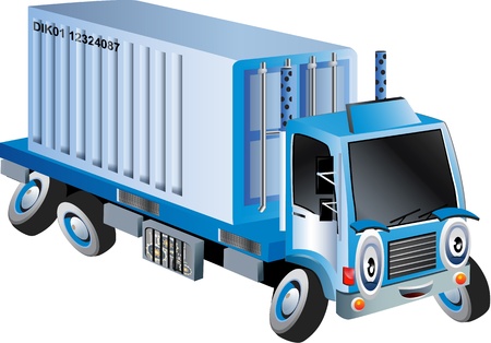 Cartoon vector of a blue cargo truck の写真素材