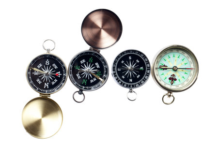 Image of four compass over the white background