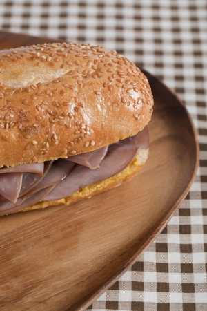 Bread stuffed with hamの写真素材
