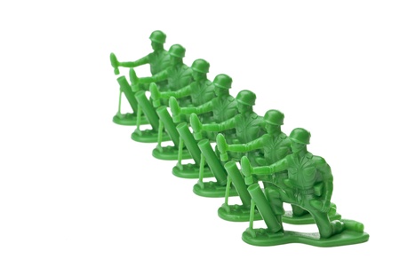 Plastic toy army isolated in a white backgroundの写真素材