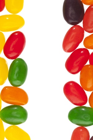 Close-up image of colorful sweet candies in a white backgroundの写真素材