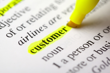 The word &quot;customer&quot; highlighted signifying importanceの写真素材