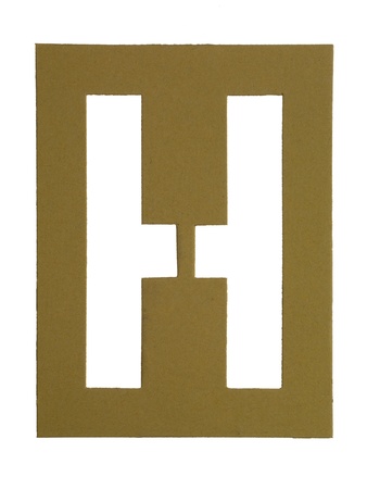 Image of cut out cardboard letter H against white backgroundの写真素材