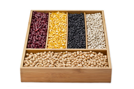Assorted dried beans in a close-up imageの写真素材