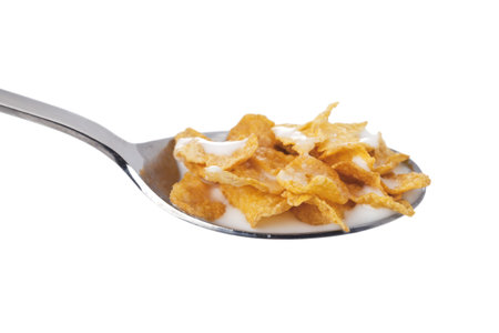 A spoon of breakfast cerealの写真素材