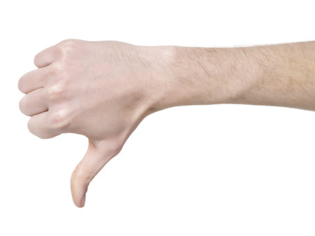 Human hand in disapproved gesture