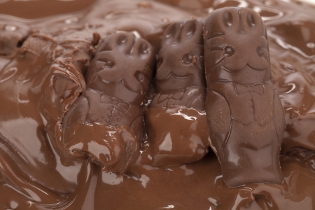 Close-up image of creamy Easter chocolate rabbitsの写真素材