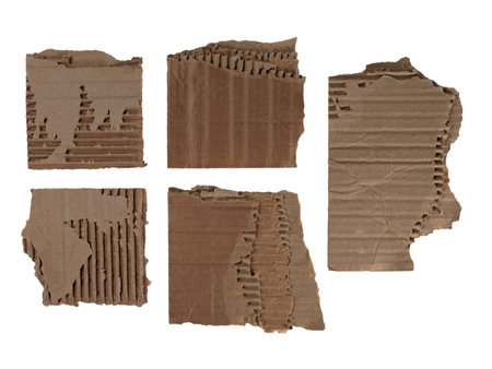 Image of pieces of corrugated cardboard isolated on a white background
