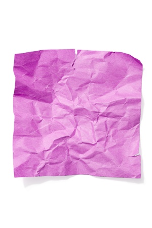 Image of pink crumple paper isolated on white backgroundの写真素材