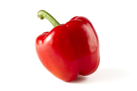 Image of red bell pepper against white backgroundの写真素材