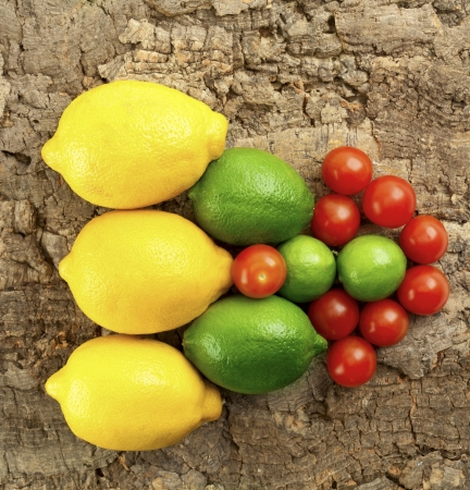 Image of citrus fruit on wooden backgroundの写真素材